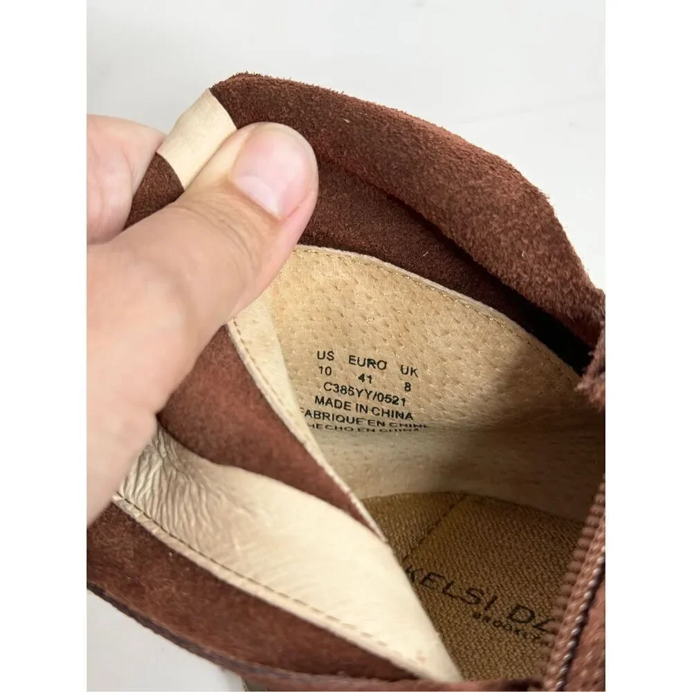 Kelsi Dagger Boots Size 10 Women’s Suede Upper Ruched Coffee Bean Brown Booties‎